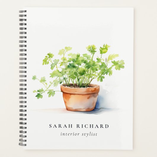 Potted Herb Peterselie Koriander Waterverf Botanis Planner (Voorkant)