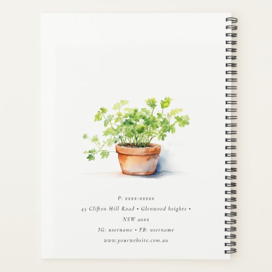 Potted Herb Peterselie Koriander Waterverf Botanis Planner (Achterkant)