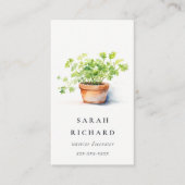Potted Herb Peterselie Koriander Waterverf Botanis Visitekaartje (Voorkant)