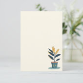 Potted house plant, monogram initialen bedankkaart (Staand voorkant)