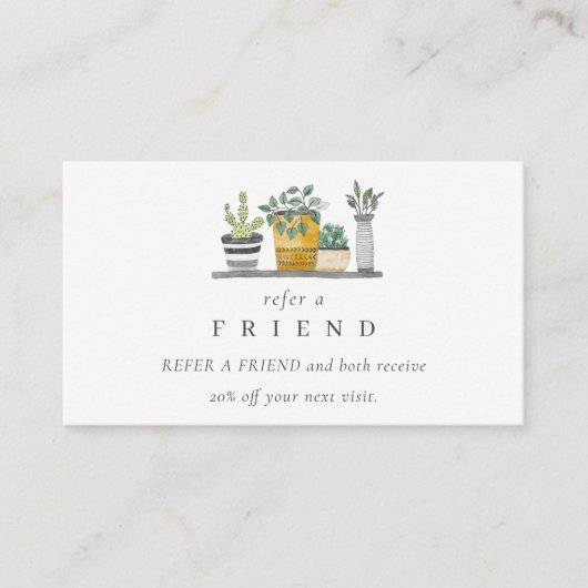 Potted House Planten Botanical Verwijs een vriend Visitekaartje (Voorkant)