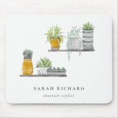 Potted House Planten Waterverf Botanisch Muismat (Voorkant)