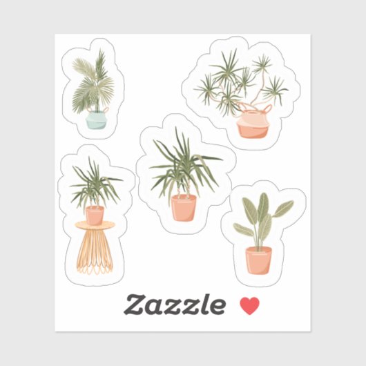 Potted Houseplant Sticker Set – Geïllustreerd (Vel)