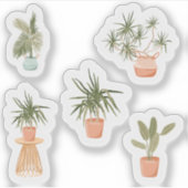 Potted Houseplant Sticker Set – Geïllustreerd (Voorkant)