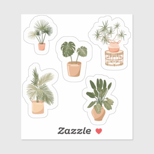 Potted Houseplant Sticker Set - Schattige Indoor P (Vel)