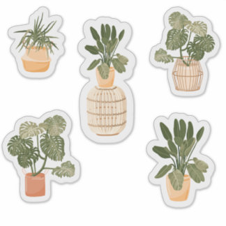 Potted Houseplant Sticker Set - Schattige Indoor P