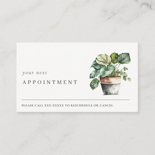 Potted Leafy House Planten Botanische Afspraak Visitekaartje (Voorkant)