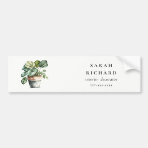 Potted Leafy House Planten Waterverf Botanisch Bumpersticker