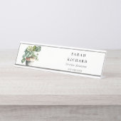 Potted Leafy House Planten Waterverf Botanisch Bureau Naambordje (Voorkant)