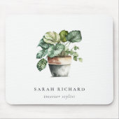 Potted Leafy House Planten Waterverf Botanisch Muismat (Voorkant)