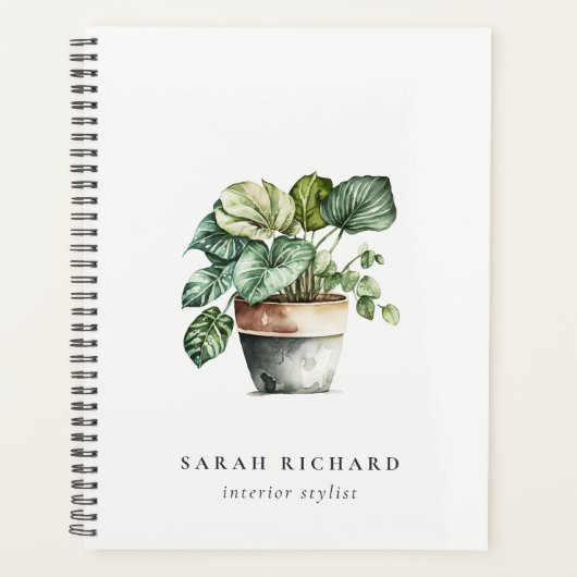 Potted Leafy House Planten Waterverf Botanisch Planner (Voorkant)