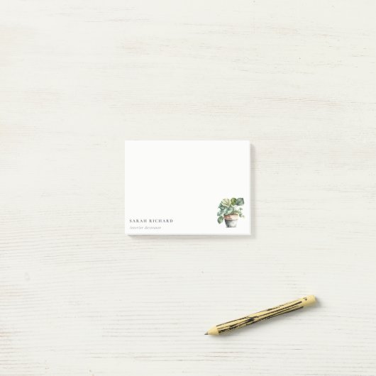 Potted Leafy House Planten Waterverf Botanisch Post-it® Notes (Op bureau)