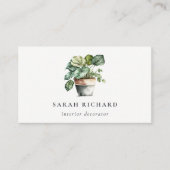 Potted Leafy House Planten Waterverf Botanisch Visitekaartje (Voorkant)