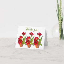 Potted Mature Red Tulips Foto Bedankkaart