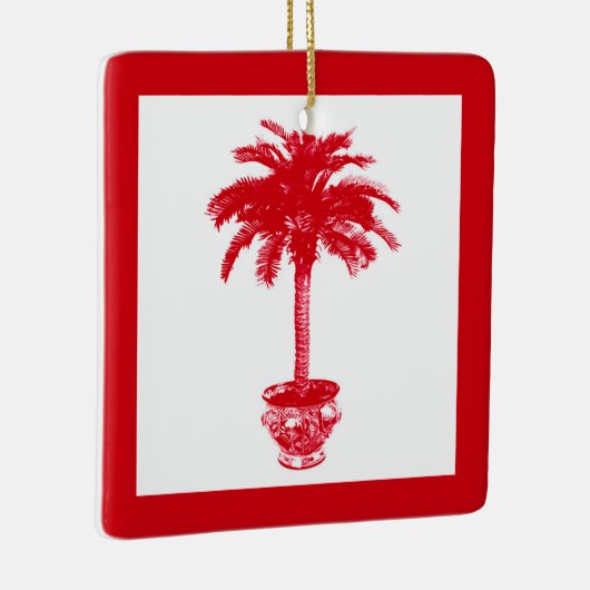 Potted Palm Tree - deep red and white Keramisch Ornament (Rechts)