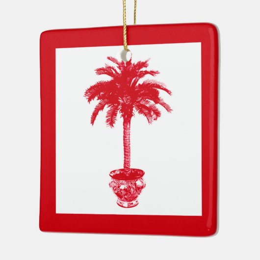 Potted Palm Tree - deep red and white Keramisch Ornament (Links)