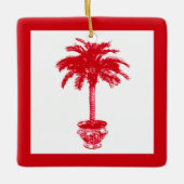 Potted Palm Tree - deep red and white Keramisch Ornament (Voorkant)