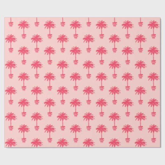 Potted Palm Tree in Shades of Coral Pink Cadeaupapier (Vlak)