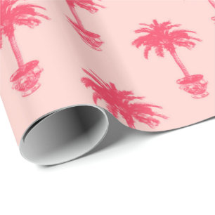Potted Palm Tree in Shades of Coral Pink Cadeaupapier