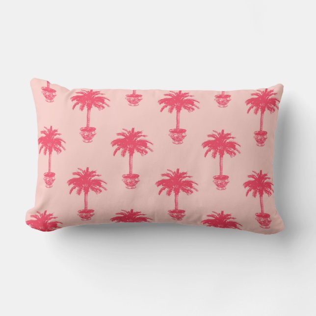 Potted Palm Tree in Shades of Coral Pink Kussen (Voorkant)