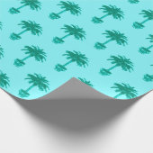 Potted Palm Tree in Turquoise en Aqua Cadeaupapier (Hoek)