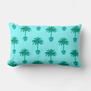 Potted Palm Tree in Turquoise en Aqua Kussen