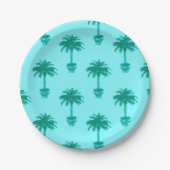 Potted Palm Tree in Turquoise en Aqua Papieren Bordje (Voorkant)