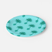 Potted Palm Tree in Turquoise en Aqua Papieren Bordje (Gekanteld)