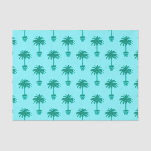 Potted Palm Tree in Turquoise en Aqua Tissuepapier (Voorkant)