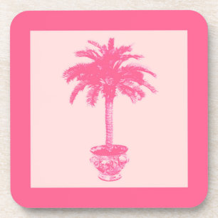 Potted Palm Tree - schoppen van koraalroze Drankjes Onderzetter