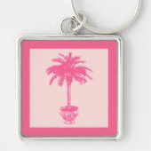 Potted Palm Tree - schoppen van koraalroze Sleutelhanger (Voorkant)