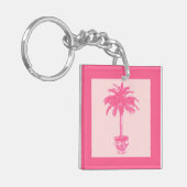 Potted Palm Tree - schoppen van koraalroze Sleutelhanger (Voorkant Links)