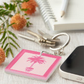 Potted Palm Tree - schoppen van koraalroze Sleutelhanger (Voorkant Rechts)