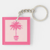 Potted Palm Tree - schoppen van koraalroze Sleutelhanger (Achterkant)