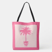 Potted Palm Tree - schoppen van koraalroze Tote Bag (Achterkant)
