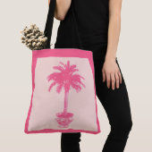 Potted Palm Tree - schoppen van koraalroze Tote Bag (Dichtbij)