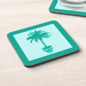 Potted Palm Tree — turquoise en aqua Bier Onderzetter (Linkerzijde)
