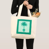 Potted Palm Tree — turquoise en aqua Grote Tote Bag (Voorkant (product))