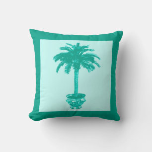 Potted Palm Tree — turquoise en aqua Kussen