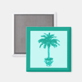 Potted Palm Tree — turquoise en aqua Magneet (Voorkant / Achterkant)