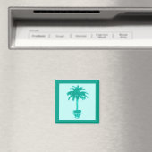 Potted Palm Tree — turquoise en aqua Magneet (Insitu (Vaatwasser))