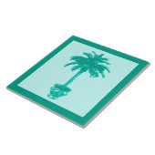 Potted Palm Tree — turquoise en aqua Tegeltje (Zijkant)