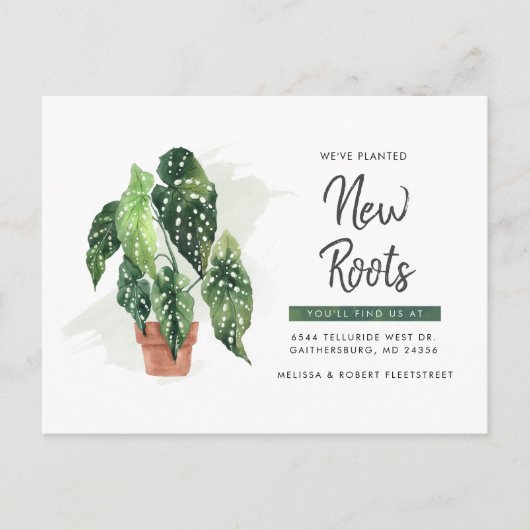 Potted Plant Change of Address Botanical Moving Aankondigingskaart (Voorkant)