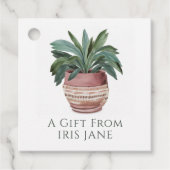 Potted Plant Gift Label Schattige Botanisch Groen (Voorkant)