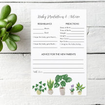 Potted Planten Baby shower Predictions Advice Game