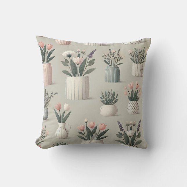  Potted Planten Print Design Kussen (Voorkant)