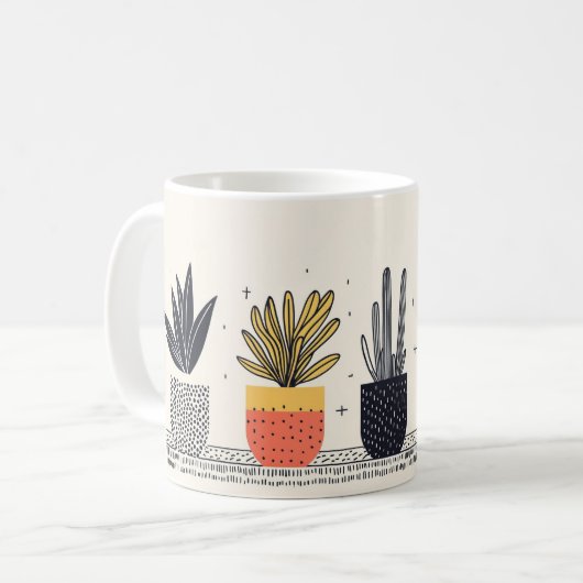 Potted Planten Row fun Botanical Koffiemok (Voorkant links)