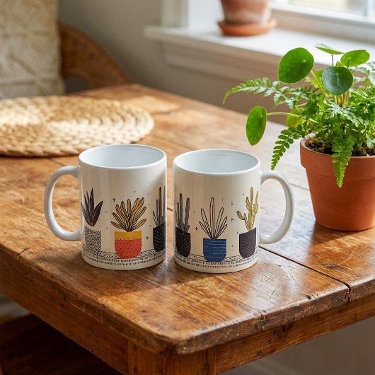 Potted Planten Row fun Botanical Koffiemok