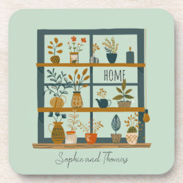 Potted Planten Schattige Paar Naam Home Sweet Home Bier Onderzetter