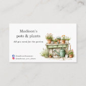 Potted planten tuincentrum waterverf visitekaartje (Voorkant)